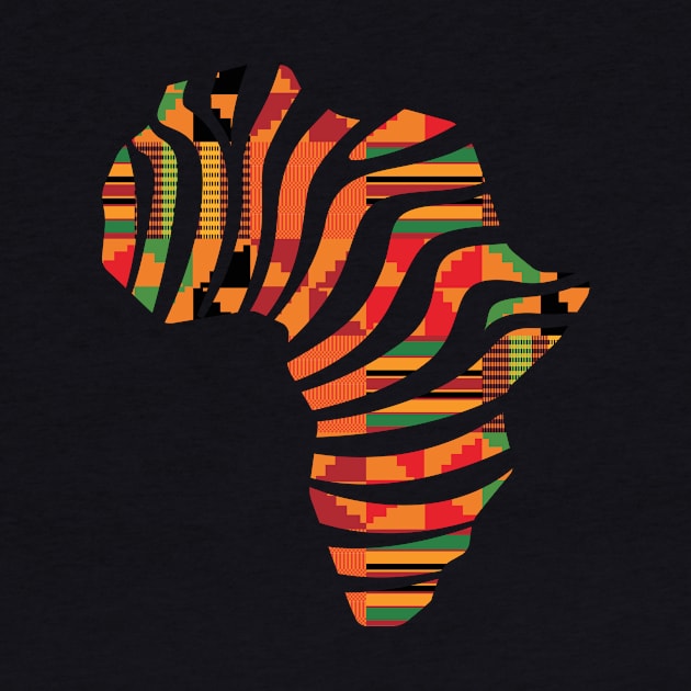 Kente, Africa Map with Stripes, Ghana Pattern by kentevibes